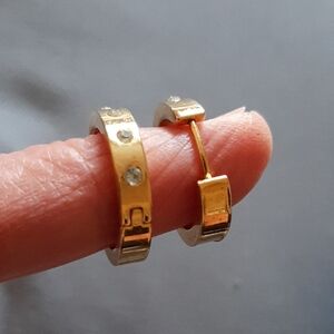 Gold Tone & Crystal Hoops